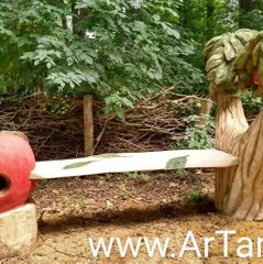 Bænk træskulptur frugttræsbænk til sansehaven